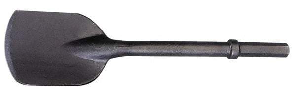 Made in USA - 5-1/2" Head Width, 22" OAL, 1-1/4" Shank Diam, Spade Chisel - Hex Drive, Hex Shank, Alloy Steel - Americas Tooling