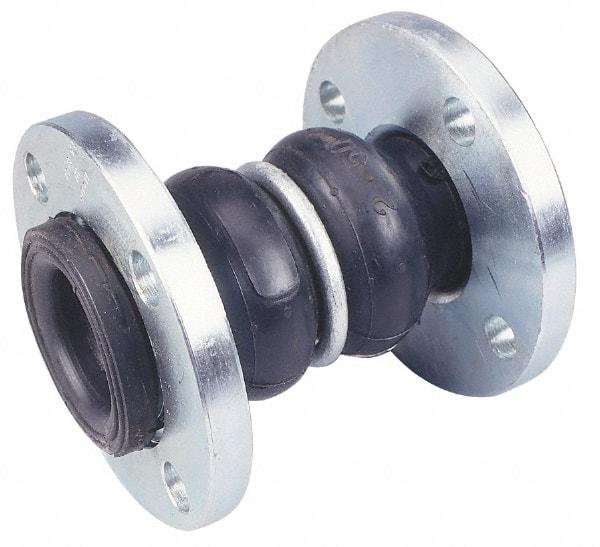 Unisource Mfg. - 2" Pipe, Neoprene Double Arch Pipe Expansion Joint - 7" Long, 1" Extension, 2" Compression, 225 Max psi, Flanged - Americas Tooling