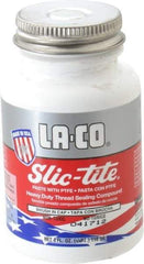 LA-CO - 1/4 Pt Brush Top Can White Thread Sealant - Paste with PTFE, 500°F Max Working Temp, For Metal, PVC, CPVC & ABS Plastic Pipe Threads - Americas Tooling