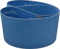 Norton - 4" Wide x 36" OAL, 60 Grit, Zirconia Alumina Abrasive Belt - Zirconia Alumina, Medium, Coated, X Weighted Cloth Backing, Series R823 - Americas Tooling