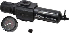 Norgren - 1/2" NPT Port Intermediate 1 Piece Filter/Regulator FRL Unit - Polycarbonate Bowl, 123 SCFM, 150 Max psi, 9.95" High x 2.68" Long, Manual Drain - Americas Tooling