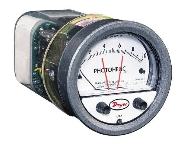 Dwyer - 25 Max psi, 2% Accuracy, NPT Thread Photohelic Pressure Switch - 1/8 Inch Thread, -1/2 to 1/2 Inch Water Column, 120°F Max - Americas Tooling