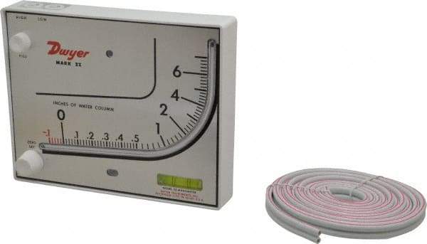 Dwyer - 15 Max psi, 3% Accuracy, Plastic Manometer - 15 Maximum PSI, 7 Inch Water Column, 140°F Max - Americas Tooling