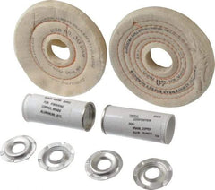 Dico - 4" Diam Cushion Sewn, Spiral Sewn Buffing Wheel Set - 1/2 - 1" Arbor Hole, Tripoli - Americas Tooling