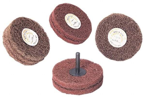 Standard Abrasives - 5" Diam x 2" Thick, Medium Mounted Scrubber Buffing Wheel - 2 Ply, Very Fine Grade, 1/4" Shank Diam, 4,000 RPM - Americas Tooling