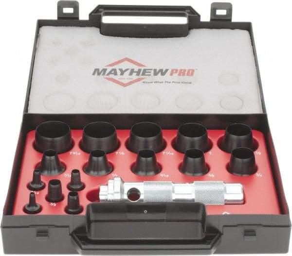 Mayhew - 16 Piece, 1/8 to 1-3/16", Hollow Punch Set - Comes in Plastic Case - Americas Tooling