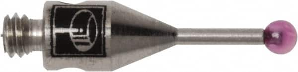 Renishaw - 0.0591 Inch Ball Diameter, Stainless Steel Stem, M2 Thread, Ruby Point Ball Tip CMM Stylus - 0.1772 Inch Working Length, 0.028 Inch Stem Diameter, 0.3937 Inch Overall Length - Americas Tooling