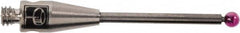 Renishaw - 0.0591 Inch Ball Diameter, Carbide Stem, M2 Thread, Ruby Point Ball Tip CMM Stylus - 1/2 Inch Working Length, 0.0394 Inch Stem Diameter, 0.7874 Inch Overall Length - Americas Tooling