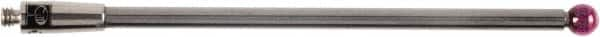 Renishaw - 0.1181 Inch Ball Diameter, Carbide Stem, M2 Thread, Ruby Point Ball Tip CMM Stylus - 1.8504 Inch Working Length, 0.0787 Inch Stem Diameter, 1.9685 Inch Overall Length - Americas Tooling