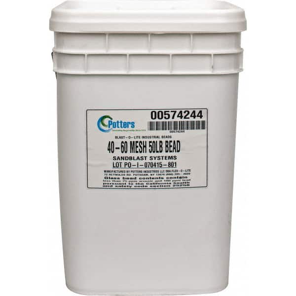 Made in USA - Coarse/Medium Grade Smooth Glass Bead - 40 to 60 Grit, 50 Lb Pail - Americas Tooling