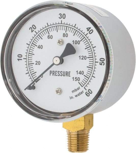 Gast - 1/4" NPT psi Pressure Gauge - 0-60 psi Pressure, 0-150 Millibars - Americas Tooling