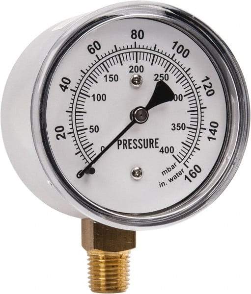 Gast - 1/4" NPT psi Pressure Gauge - 0-60 psi Pressure, 0-400 Millibars - Americas Tooling