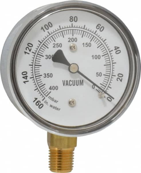 Gast - 1/4" NPT Vacuum Gauge - 0-60 psi Pressure, 0-400 Millibars - Americas Tooling