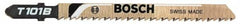 Bosch - 4" Long, 8 Teeth per Inch, High Carbon Steel Jig Saw Blade - Toothed Edge, 1/4" Wide x 0.05" Thick, T-Shank, Ground Side Tooth Set - Americas Tooling