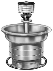 Bradley - Circular, Foot-Controlled, Internal Drain, 36" Diam, 3 Person Capacity, Stainless Steel, Wash Fountain - 2 GPM, 9" Bowl Depth, 28" High, 304 Material Grade - Americas Tooling