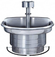 Bradley - Semi-Circular, Foot-Controlled, Internal Drain, 54" Diam, 4 Person Capacity, Stainless Steel, Wash Fountain - 3 GPM, 9" Bowl Depth, 28" High, 304 Material Grade - Americas Tooling