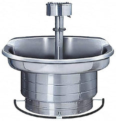 Bradley - Semi-Circular, Foot-Controlled, Internal Drain, 36" Diam, 3 Person Capacity, Stainless Steel, Wash Fountain - 1.25 GPM, 9" Bowl Depth, 28" High, 304 Material Grade - Americas Tooling