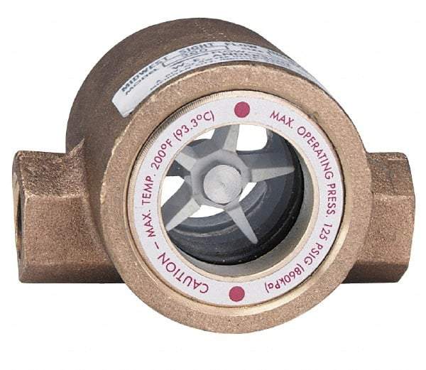 Dwyer - 1/4 Inch, Bronze Body Sight Flow Indicator - 125 Max psi, 3-1/16 Inch Overall Length, 200°F - Americas Tooling