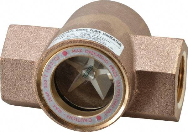 Dwyer - 1 Inch, Bronze Body Sight Flow Indicator - 125 Max psi, 4-3/8 Inch Overall Length, 200°F - Americas Tooling