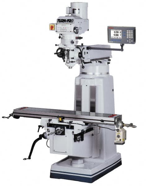 Value Collection - 9" Table Width x 49" Table Length, Variable Speed Pulley Control, 3 Phase Knee Milling Machine - R8 Spindle Taper, 3 hp - Americas Tooling