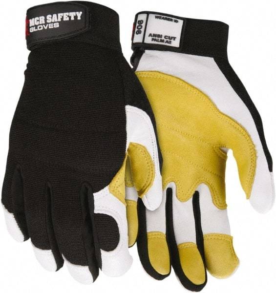 MCR Safety - Size S General Protection Work Gloves - For Work & Driver, Uncoated, Adjustable Closure Cuff, Blue/Yellow/Black/White, Paired - Americas Tooling