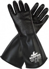 MCR Safety - Size S (7), 14" Long, 14 mil Thick, Butyl Chemical Resistant Gloves - Smooth Finish, Black - Americas Tooling