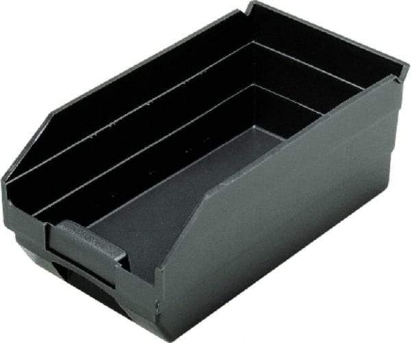 Quantum Storage - 11-5/8" Deep, Black Polypropylene Hopper Shelf Bin - 4" High x 2-3/4" Wide x 11-5/8" Long - Americas Tooling