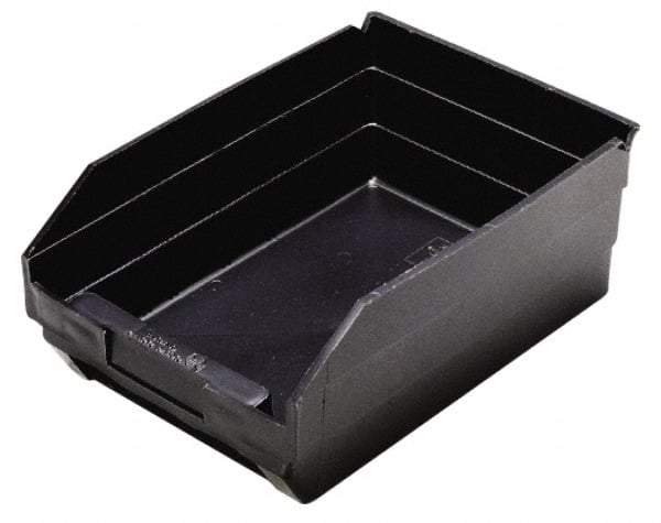 Quantum Storage - 11-5/8" Deep, Black Polypropylene Hopper Shelf Bin - 4" High x 8-3/8" Wide x 11-5/8" Long - Americas Tooling