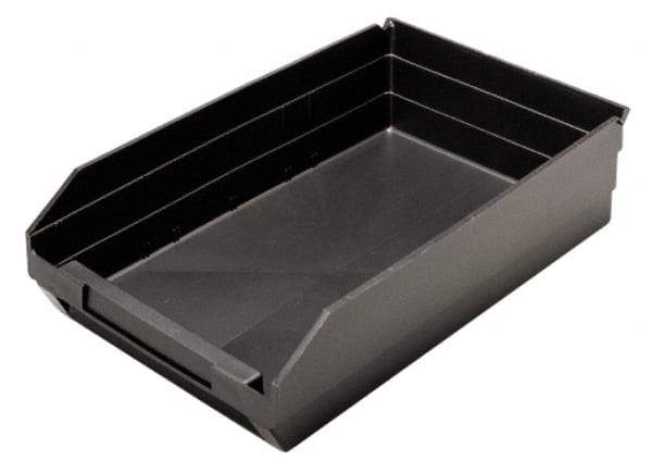 Quantum Storage - 17-7/8" Deep, Black Polypropylene Hopper Shelf Bin - 4" High x 11-1/8" Wide x 17-7/8" Long - Americas Tooling