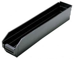 Quantum Storage - 23-5/8" Deep, Black Polypropylene Hopper Shelf Bin - 4" High x 4-1/8" Wide x 23-5/8" Long - Americas Tooling