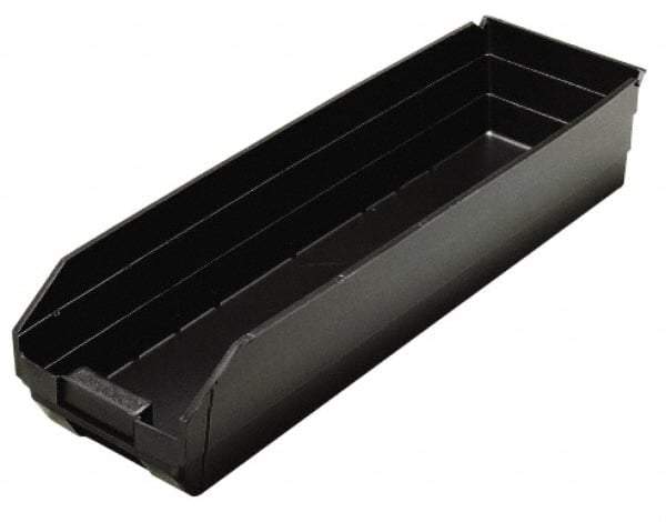 Quantum Storage - 23-5/8" Deep, Black Polypropylene Hopper Shelf Bin - 4" High x 6-5/8" Wide x 23-5/8" Long - Americas Tooling