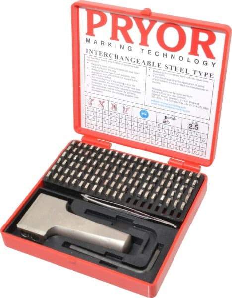 Pryor - 112 Piece, 3/32 Inch Character, Hardened Steel Type Set - 12 Character Capacity - Americas Tooling