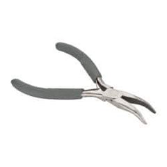 Value Collection - 5" OAL, 1-11/32" Jaw Length x 9/16" Jaw Width, Long Nose Side Cutting Bent Nose Pliers - Smooth Jaw, Plastic Dipped Handles - Americas Tooling