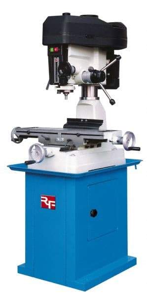 Rong Fu - 3 Phase, 16-3/8" Swing, Step Pulley Mill Drill Machine - 28-1/2" Table Length x 8-1/4" Table Width, 18-1/8" Longitudinal Travel, 6-1/4" Cross Travel, 23 Spindle Speeds, 1 hp, 230 Volts - Americas Tooling