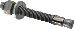 Made in USA - 1/2" Diam, 1/2" Drill, 4-1/4" OAL, 4-5/8" Min Embedment Wedge Expansion Concrete Anchor - Grade 5 Steel, Galvanized Finish, Hex Nut Head, Hex Drive, 3" Thread Length - Americas Tooling