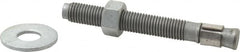 Made in USA - 3/4" Diam, 3/4" Drill, 6-1/4" OAL, 2-1/2" Min Embedment Wedge Expansion Concrete Anchor - Grade 5 Steel, Galvanized Finish, Hex Nut Head, Hex Drive, 4-1/4" Thread Length - Americas Tooling