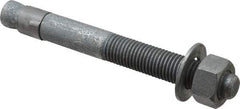 Made in USA - 7/8" Diam, 7/8" Drill, 8" OAL, 2-1/2" Min Embedment Wedge Expansion Concrete Anchor - Grade 5 Steel, Galvanized Finish, Hex Nut Head, Hex Drive, 4" Thread Length - Americas Tooling