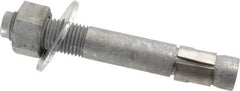 Made in USA - 1-1/4" Diam, 1-1/4" Drill, 9" OAL, Wedge Expansion Concrete Anchor - Grade 5 Steel, Galvanized Finish, Hex Nut Head, Hex Drive, 3-1/4" Thread Length - Americas Tooling