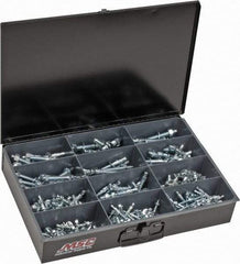 Value Collection - 290 Piece, 1/4 to 1/2" Screw, Steel Anchor Assortment - Zinc Plated, 1-3/4 to 5-1/2" Long - Americas Tooling