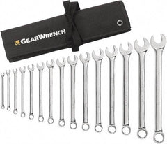 GearWrench - 15 Piece, 5/16" to 1-1/4", 12 Point Combination Wrench Set - Inch Measurement Standard, Chrome Finish, Comes in Roll - Americas Tooling