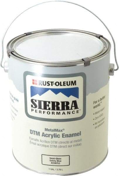 Rust-Oleum - 1 Gal Safety Blue Semi Gloss Finish Acrylic Enamel Paint - Interior/Exterior, Direct to Metal, <0 gL VOC Compliance - Americas Tooling