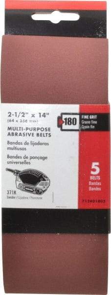 Porter-Cable - 2-1/2" Wide x 14" OAL, 180 Grit, Aluminum Oxide Abrasive Belt - Aluminum Oxide, Fine, Coated, X Weighted Cloth Backing - Americas Tooling