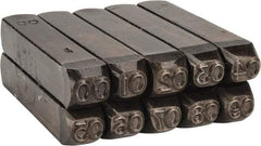 Made in USA - 10 Piece, 1/4" Character Steel Stamp Set - Double Digit Figures, Double Digits - Americas Tooling