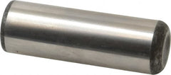 Made in USA - 1" Diam x 3" Pin Length Grade 8 Alloy Steel Standard Dowel Pin - Bright Finish, C 47-58 & C 60 (Surface) Hardness, 117,800 Lb (Single Shear), 235,600 Lb (Double Shear) Breaking Strength, 1 Beveled & 1 Rounded End - Americas Tooling