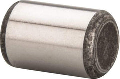 Made in USA - 1/2" Diam x 3/4" Pin Length Grade 8 Alloy Steel Standard Dowel Pin - Bright Finish, C 47-58 & C 60 (Surface) Hardness, 29,450 Lb (Single Shear), 58,900 Lb (Double Shear) Breaking Strength, 1 Beveled & 1 Rounded End - Americas Tooling