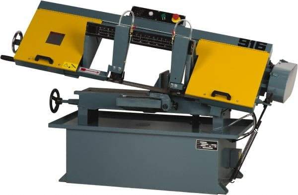 Enco - 9 x 16" Max Capacity, Manual Step Pulley Horizontal Bandsaw - 50, 125, 200 & 275 SFPM Blade Speed, 220 Volts, 45°, 1 hp, 1 Phase - Americas Tooling