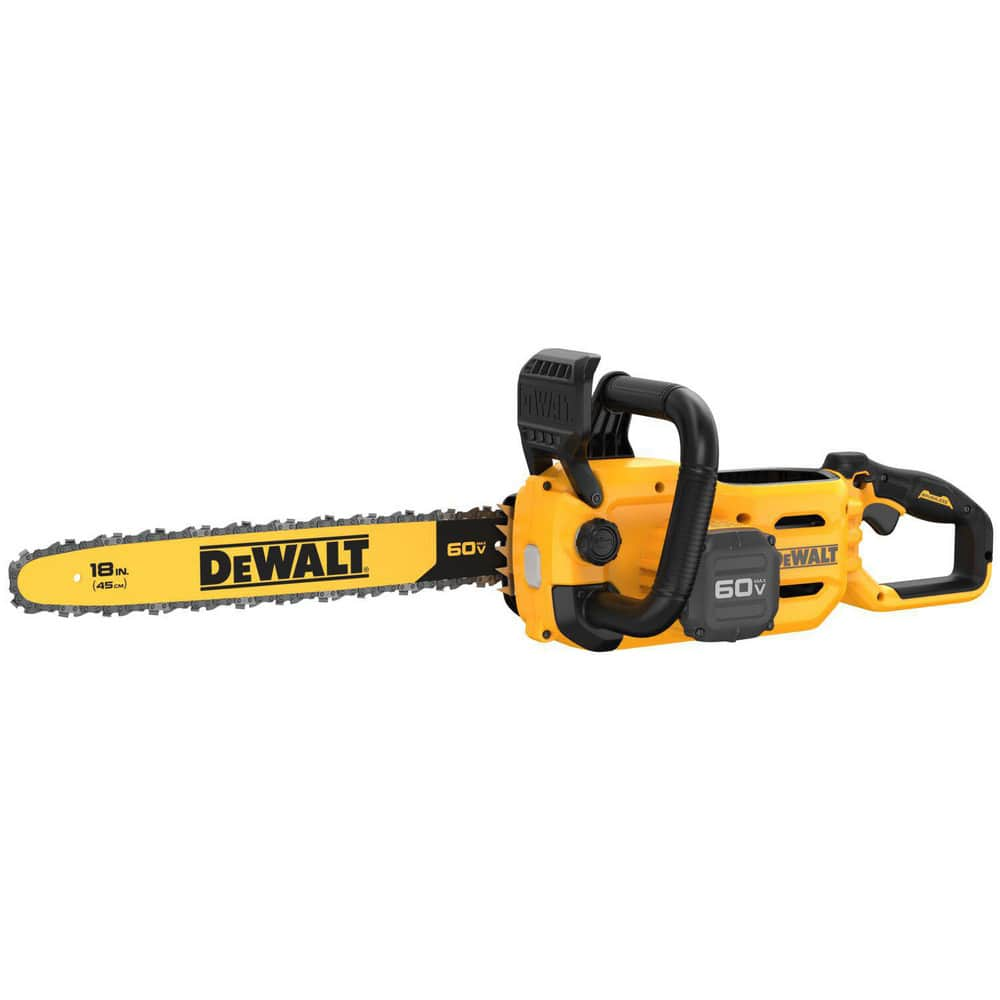 Chainsaws; Type of Power: Battery; Voltage: 60 V; Bar Length: 18 in; Chain Oil Dispenser Type: Automatic; Includes: (1) Tensioning Tool; (1) Bar Sheath; (1) DCCS672 Chainsaw; Number of Batteries Included: 0; Battery Chemistry: Lithium-ion; Battery Include