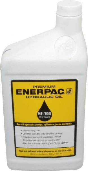 Enerpac - 1 Qt Bottle, Mineral Hydraulic Oil - ISO 32, <12,000 SUS at 0°F, 150 to 165 SUS at 100°F, 42 to 45 SUS at 210°F - Americas Tooling