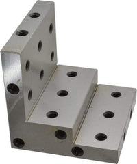 SPI - 4" Wide x 4" Deep x 4" High Steel Precision-Ground Angle Plate - Stepped Plate, Machined Holes on Surface, Open End - Americas Tooling