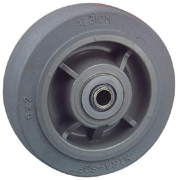 Albion - 4 Inch Diameter x 2 Inch Wide, Solid Rubber Caster Wheel - 350 Lb. Capacity, 2-3/16 Inch Hub Length, 1/2 Inch Axle Diameter, Roller Bearing - Americas Tooling